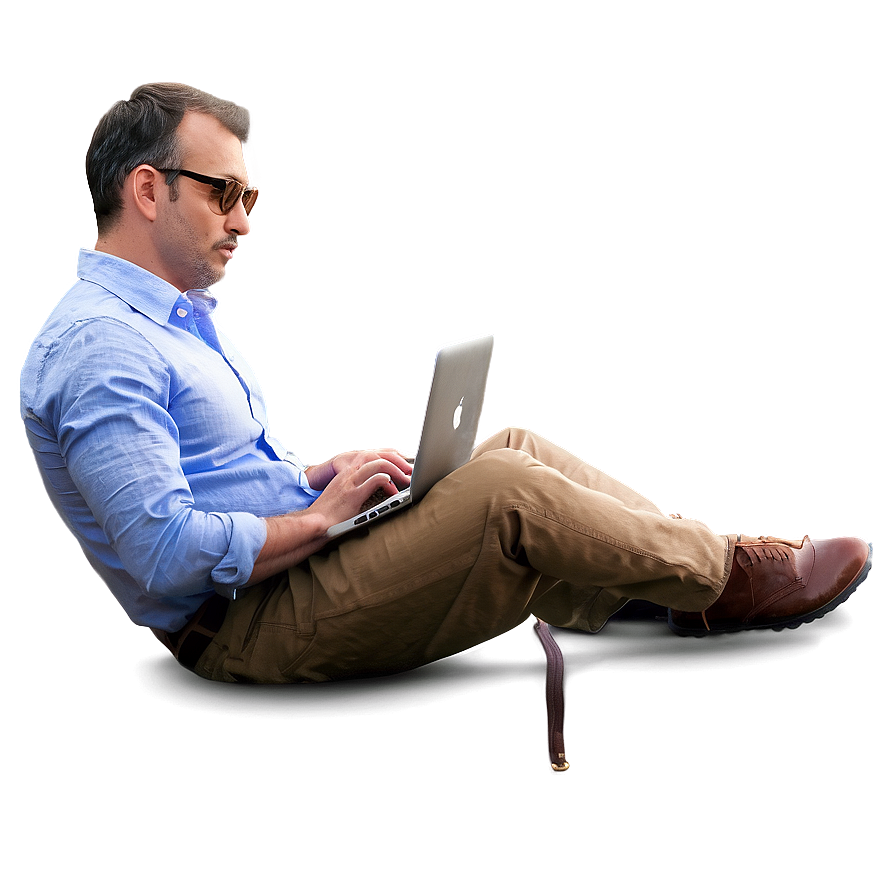 Man Sitting With Laptop Png Mpg53