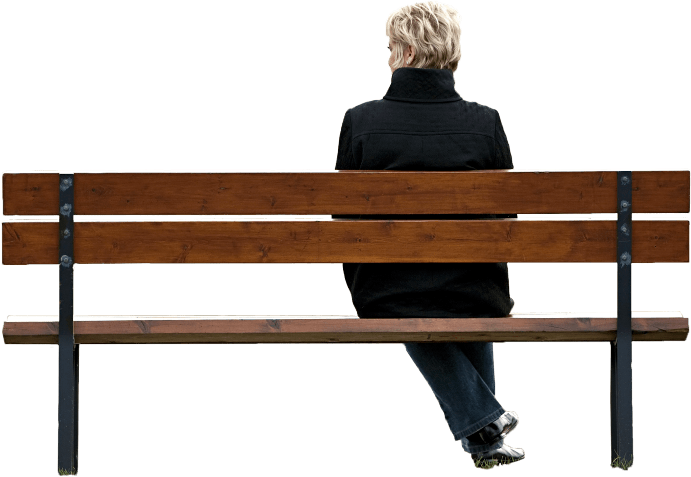 Man Sittingon Park Bench Isolated