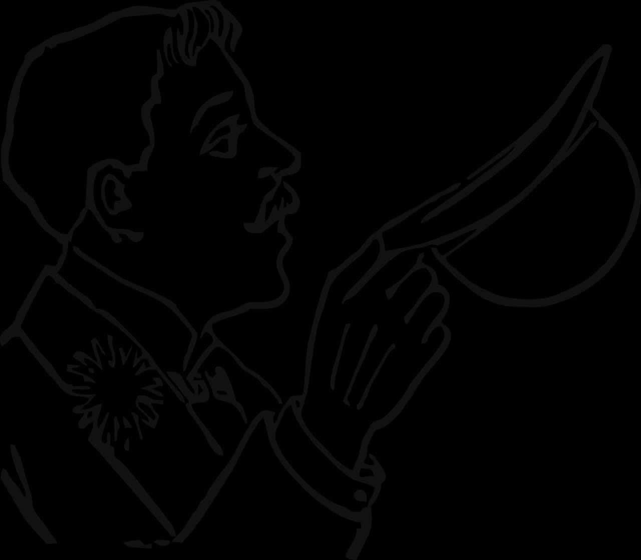Man Tipping Hat Silhouette PNG with transparent background