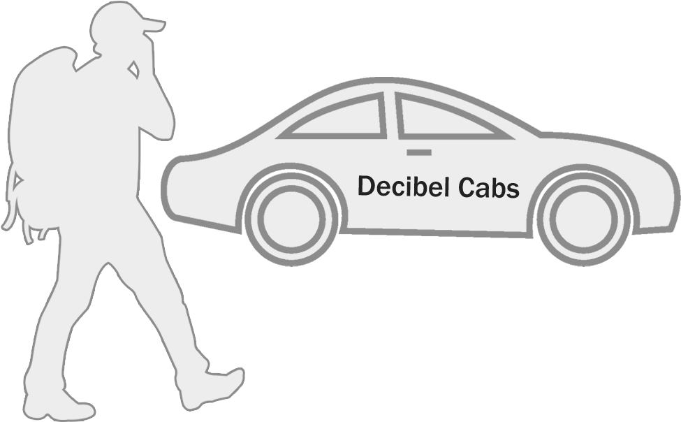 Man Walking Past Decibel Cabs Silhouette