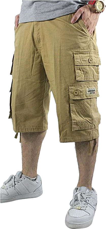 Man Wearing Cargo Shorts