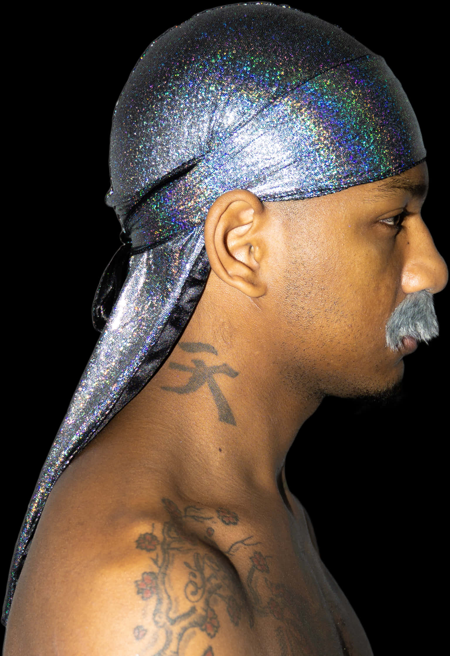 Man Wearing Sparkling Durag Profile View