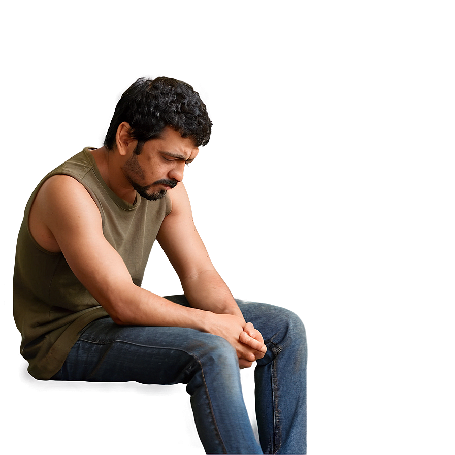 Man With Sorrowful Pose Png Gfx