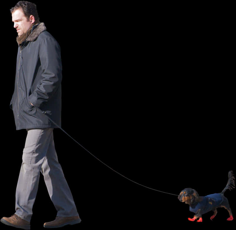 Manand Dog Walking Together