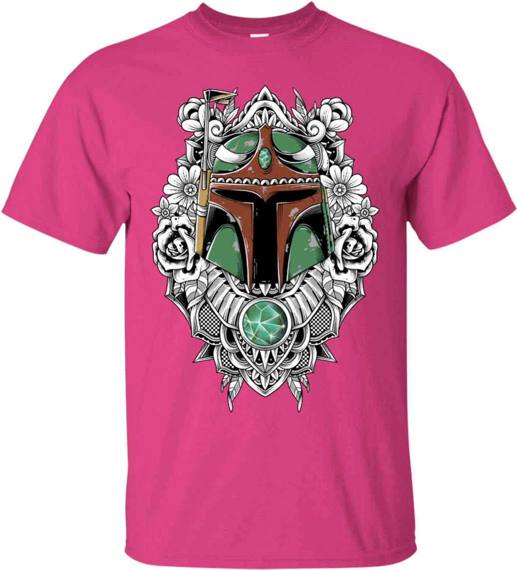 Mandalorian Helmet Floral Design T Shirt