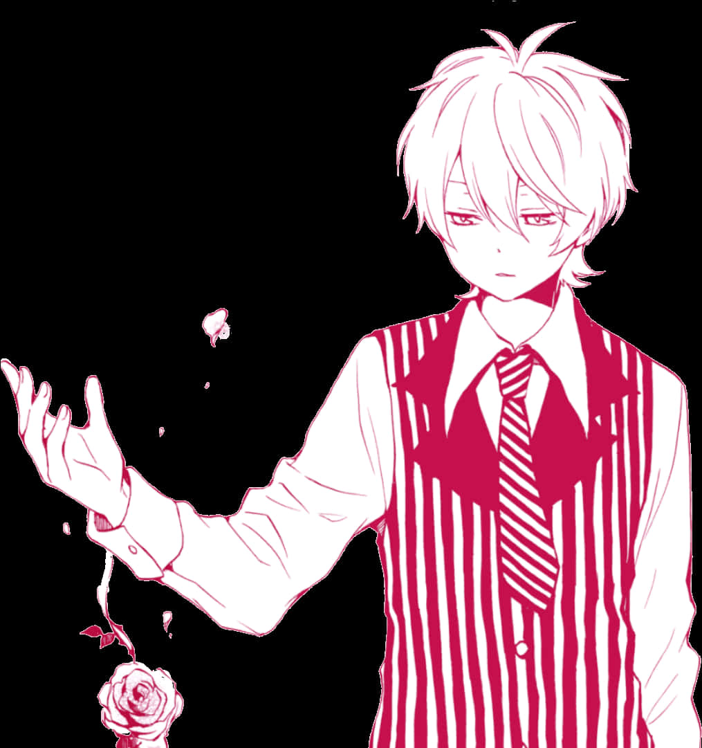 Manga Style Boy With Rose