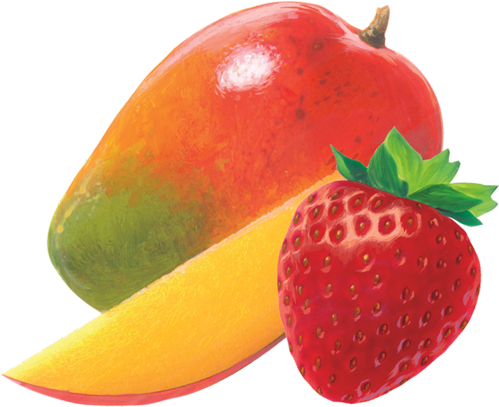 Mango_and_ Strawberry_ Illustration PNG with transparent background