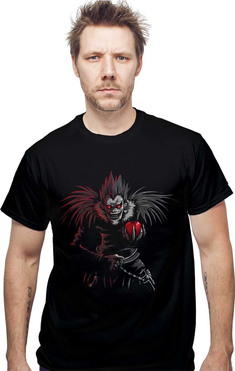 Manin Black Tshirtwith Graphic Design PNG with transparent background