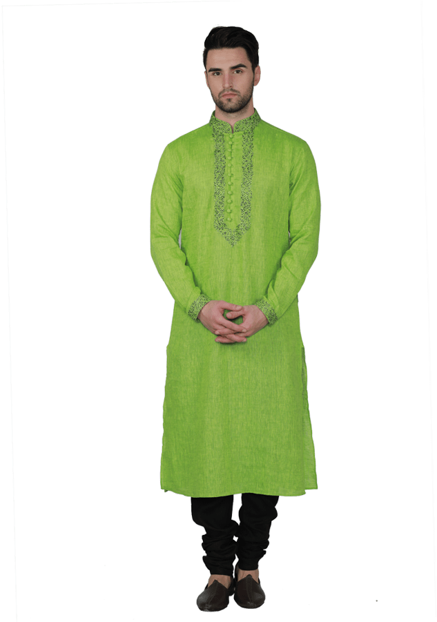 Manin Green Kurta Standing