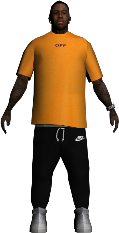 Manin Orange Shirtand Black Pants