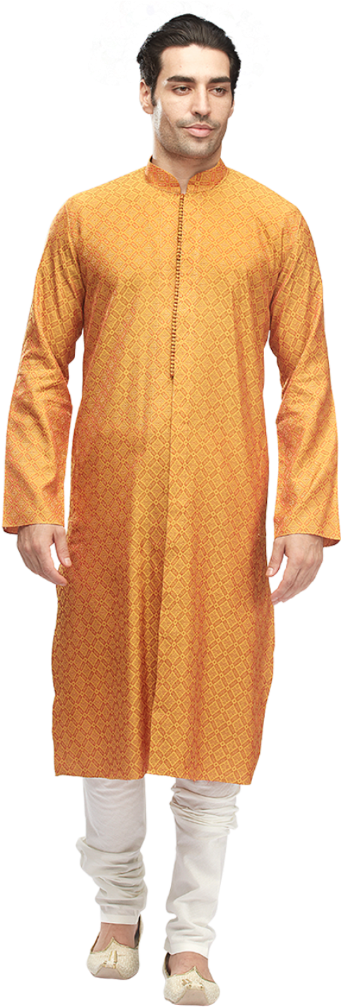 Manin Traditional Orange Kurta