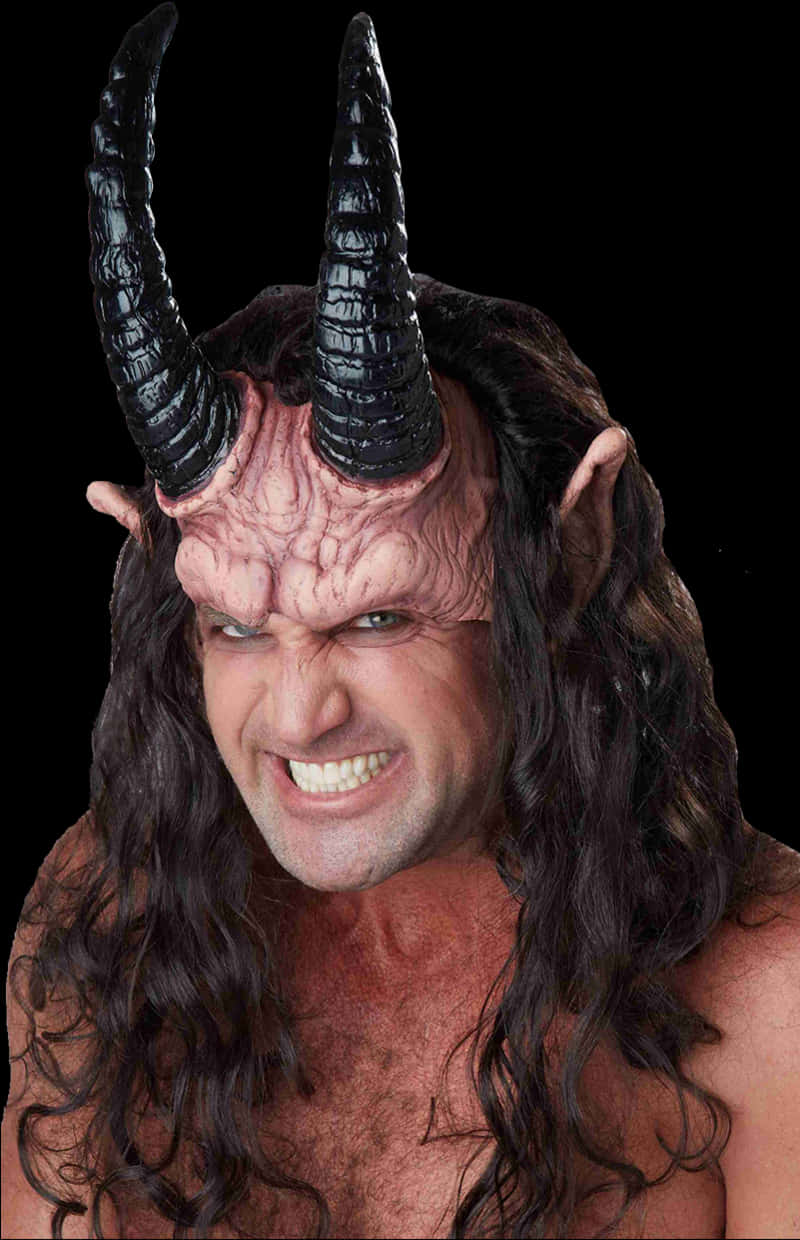 Man_with_ Devil_ Horns_ Costume PNG with transparent background