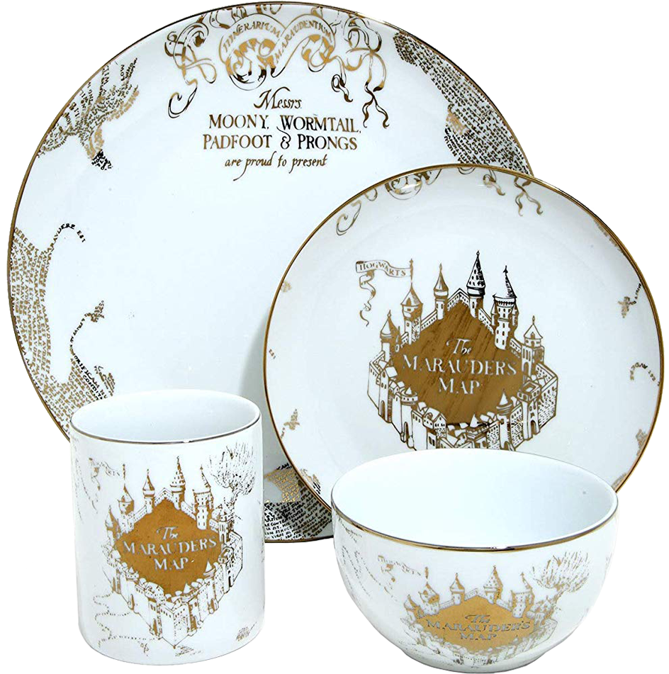 Marauders Map Themed Dinnerware Set PNG image with a transparent background, free high-resolution download