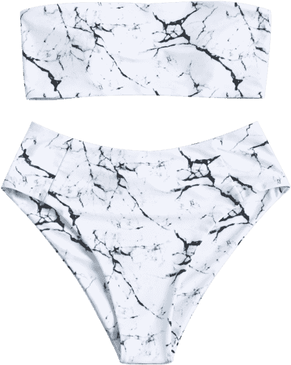 Clip Art Transparent Print High Waisted Bandeau Bikini - Marble High Waisted Bikini PNG image with a transparent background, free high-resolution download