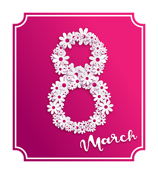 March Womens Day Floral Graphic PNG with transparent background