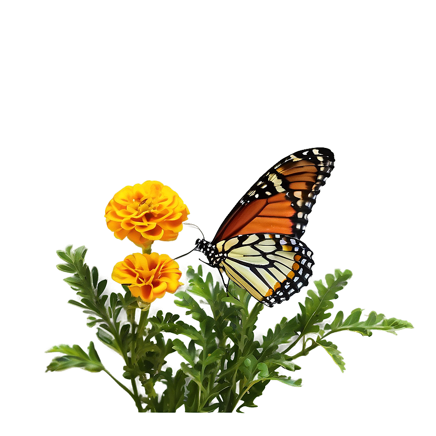 Marigolds And Butterflies Png 92