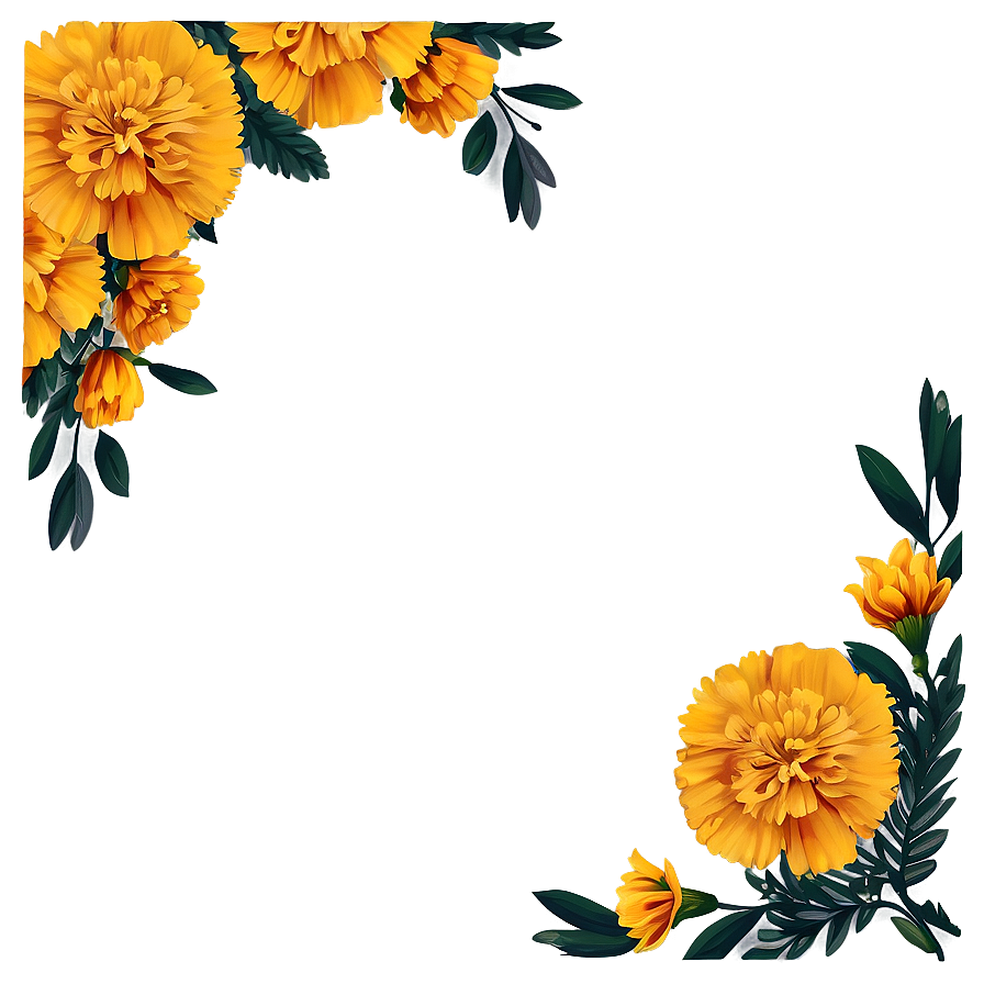 Marigolds Border Design Png 34