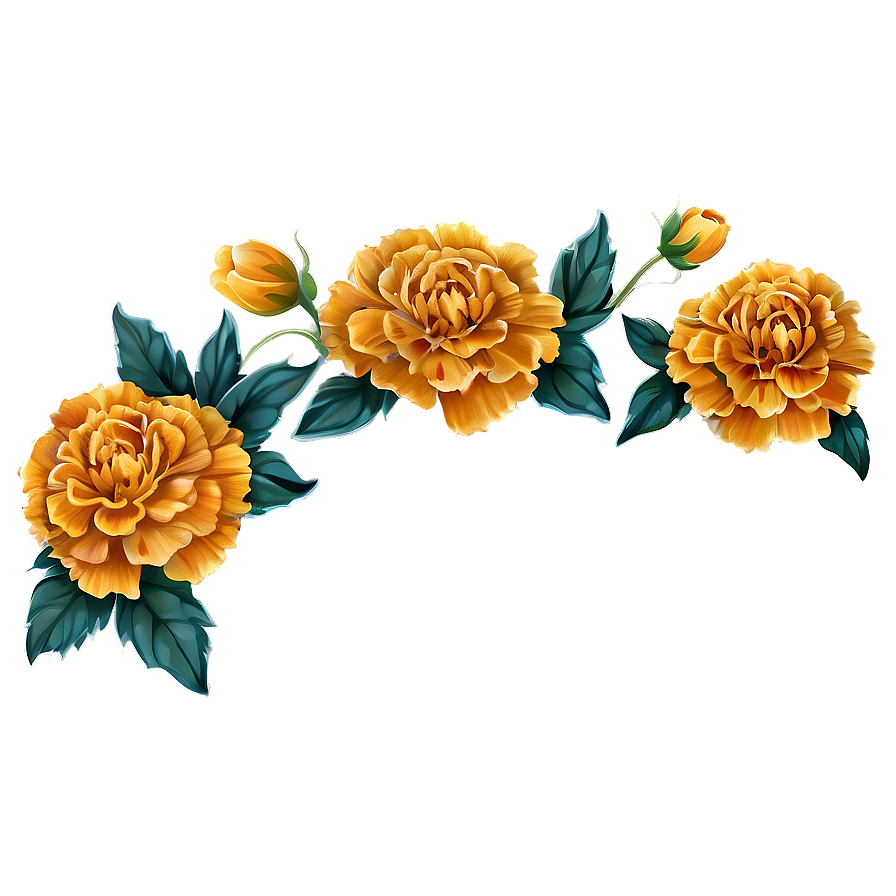 Marigolds Border Design Png Sia