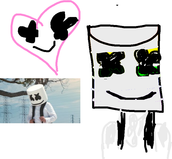 Marshmello Fan Artand Real Photo