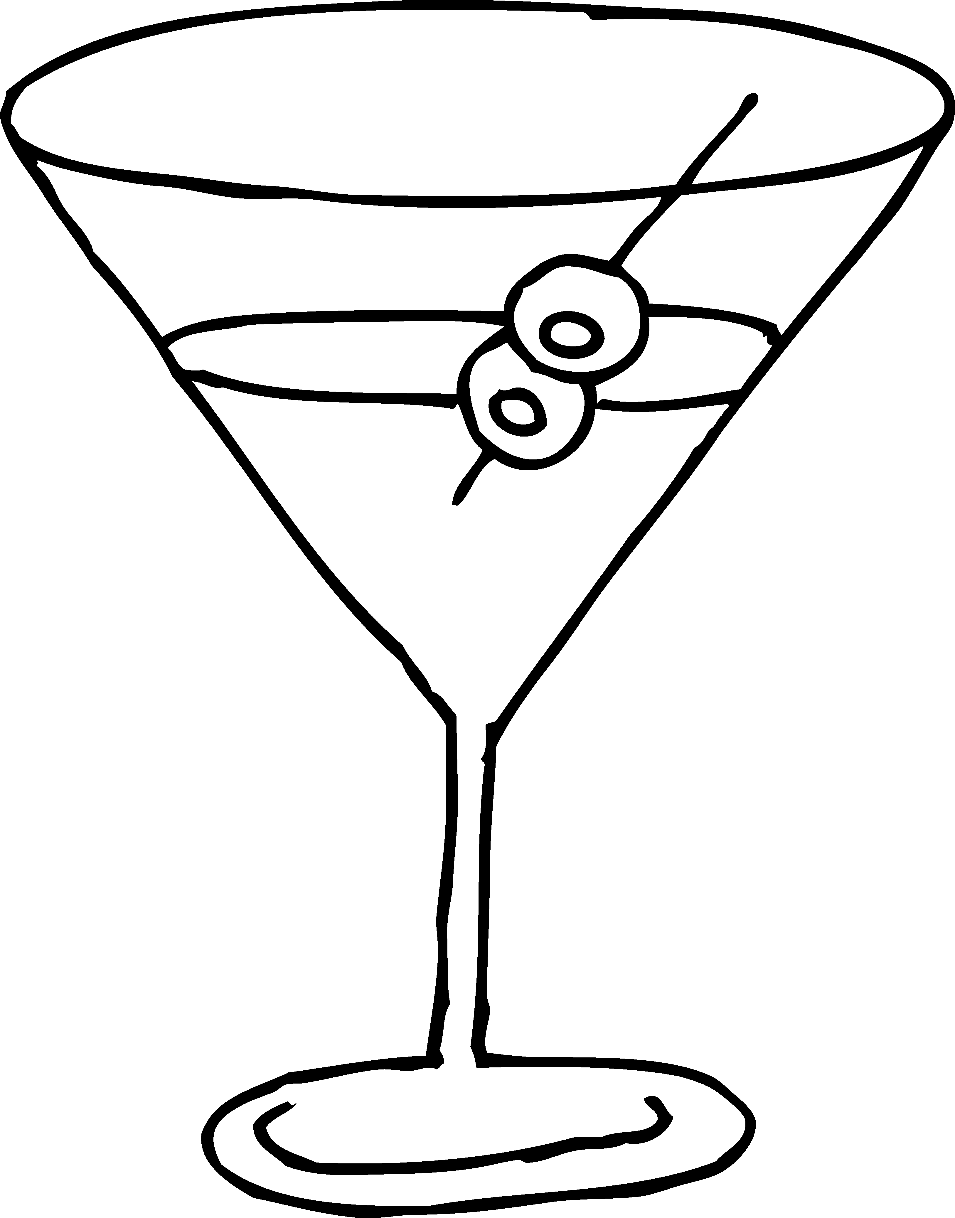 Cocktail Glass Clipart - Black And White Martini Glass Clipart, HD Png Download PNG with transparent background