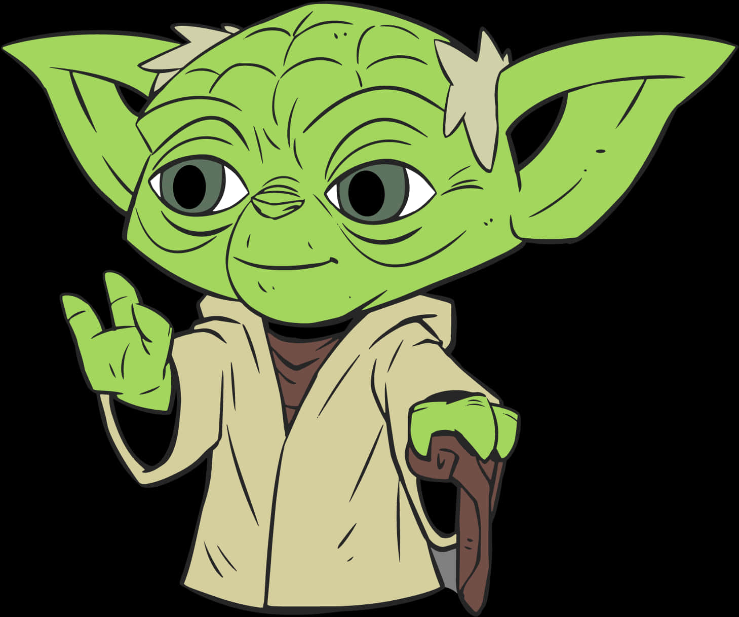 Master Yoda Cartoon Illustration PNG with transparent background