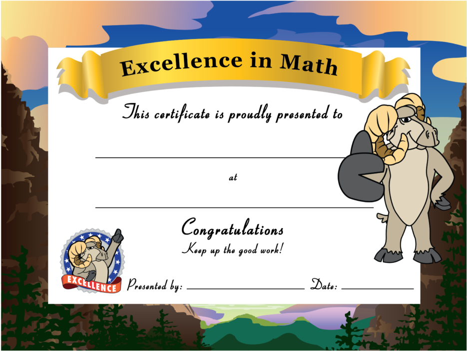 Math Excellence Certificate Template