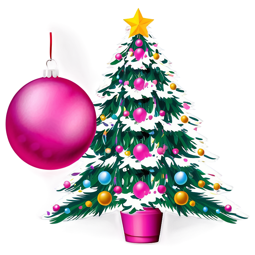 Matte Pink Christmas Tree Png Gog4