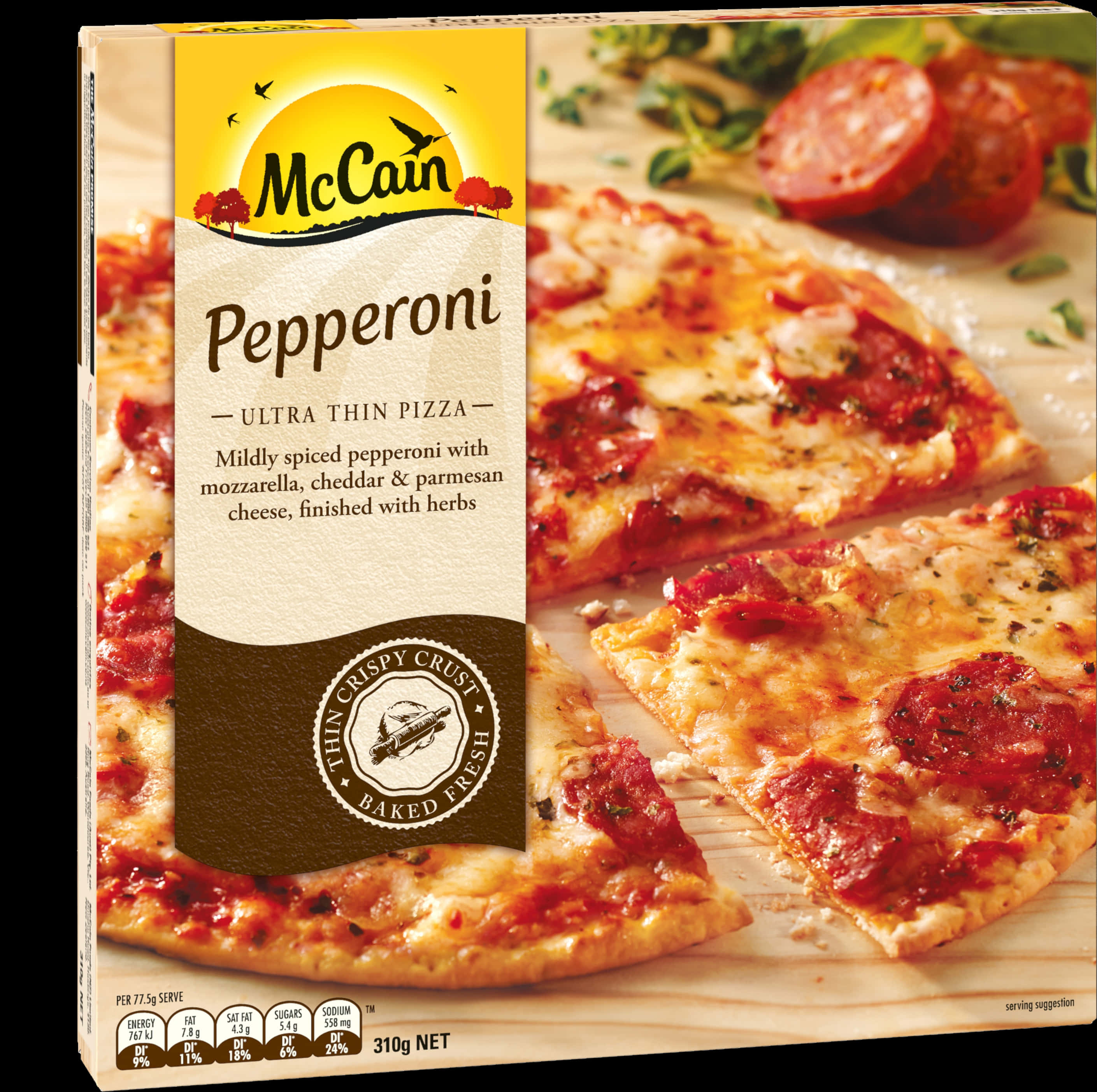 Mc Cain Pepperoni Ultra Thin Pizza Box