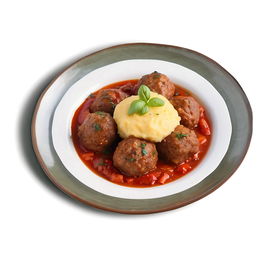 Meatball With Polenta Png Piq34