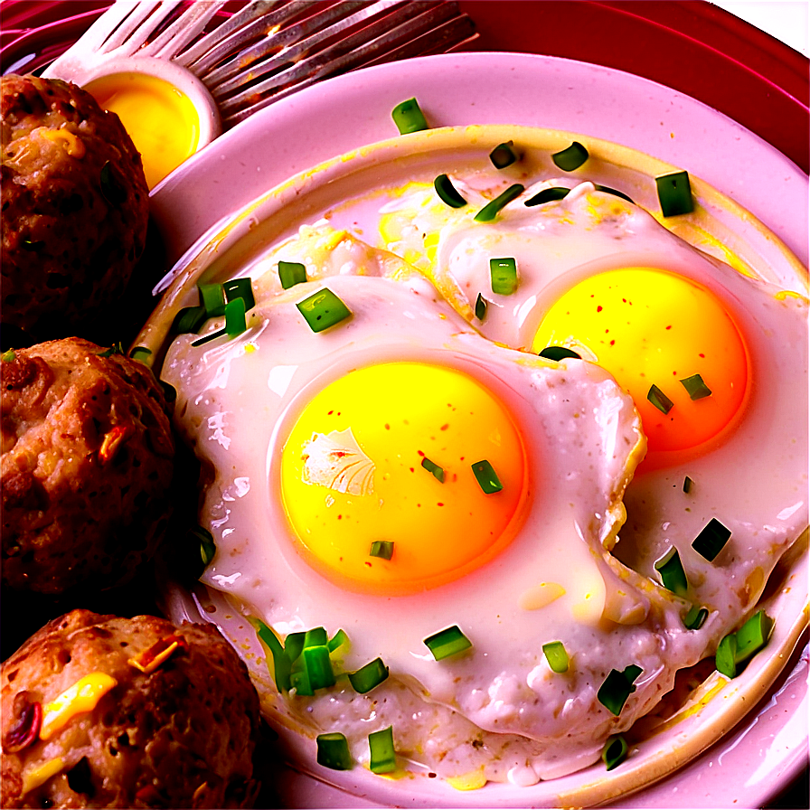 Meatballsand Sunny Side Up Eggs