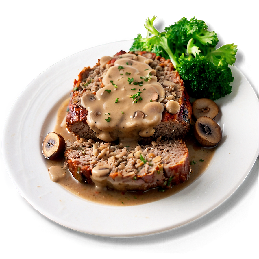 Meatloaf With Mushroom Gravy Png 06272024