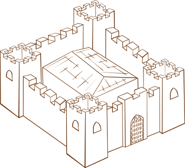 Medieval Castle Outline PNG with transparent background