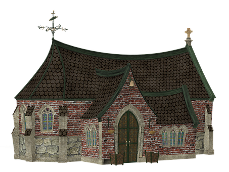 Medieval Church3 D Model PNG with transparent background