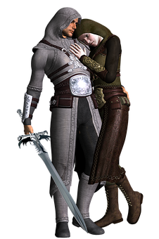 Medieval Couple Embrace