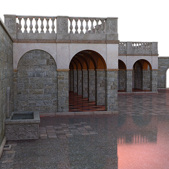 Medieval Courtyard3 D Rendering PNG with transparent background