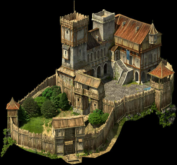 Medieval Fortress Isometric View