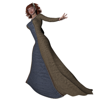Medieval Gown3 D Model PNG with transparent background