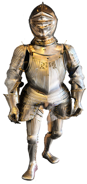 Medieval Knight Full Armor Standing PNG with transparent background