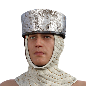 Medieval Knight Helmet Portrait PNG with transparent background