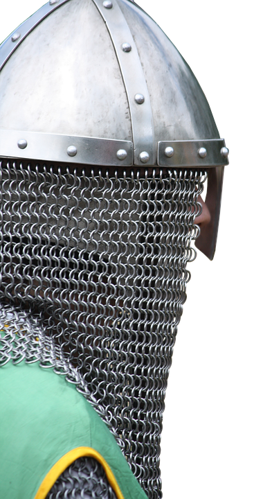 Medieval Knight Helmetand Chainmail PNG with transparent background