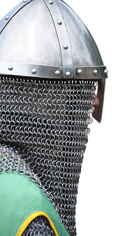 Medieval Knight Helmetand Chainmail PNG with transparent background