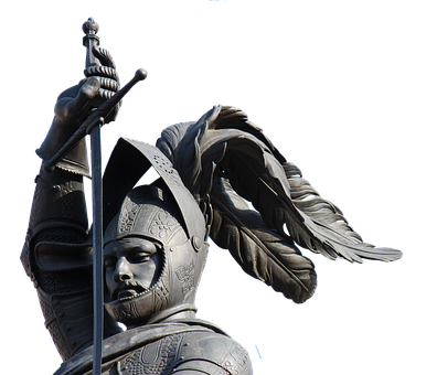 Medieval Knight Statue Silhouette PNG with transparent background