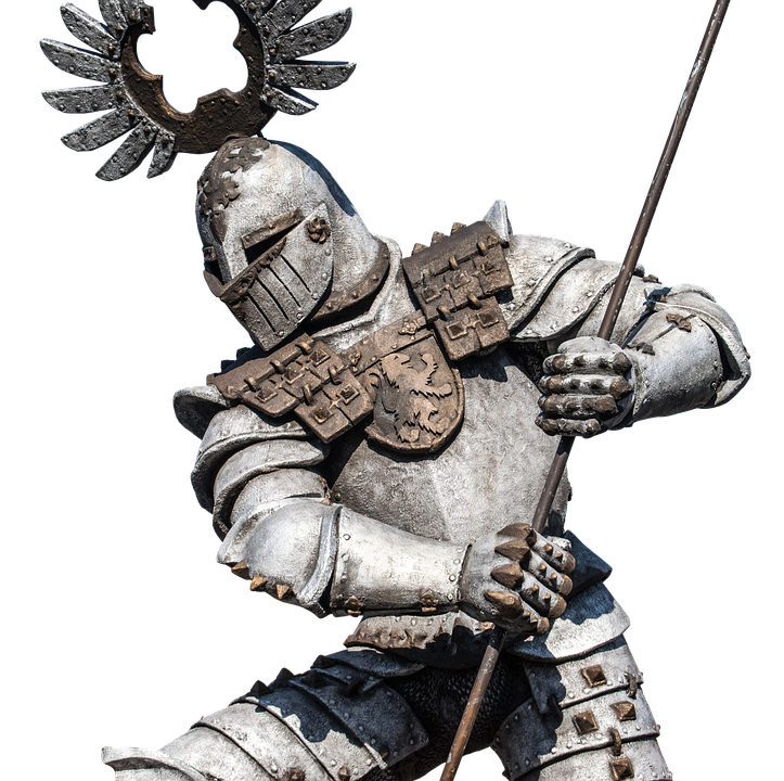 Medieval Knight Statuewith Halberd PNG with transparent background
