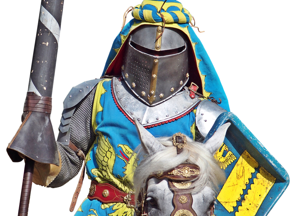 Medieval Knightand Steedin Armor PNG with transparent background