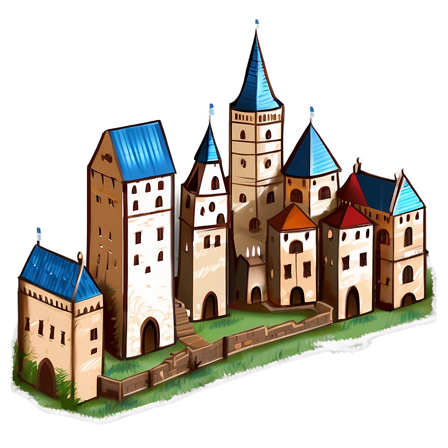 Medieval Town Illustration Png Hpe