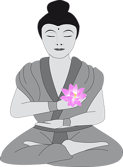 Meditating Buddhawith Lotus Flower PNG with transparent background