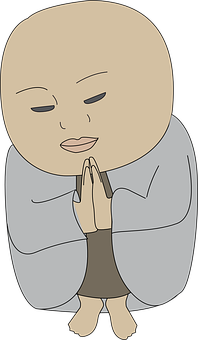 Meditating Monk Cartoon Illustration PNG with transparent background