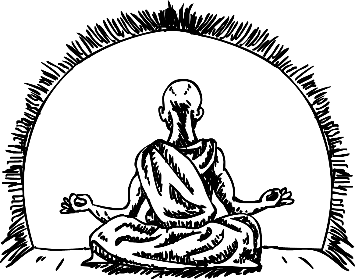 Jpg Black And White Turbonomic Supports All Major Hypervisors - Meditating Monk Illustration PNG with transparent background