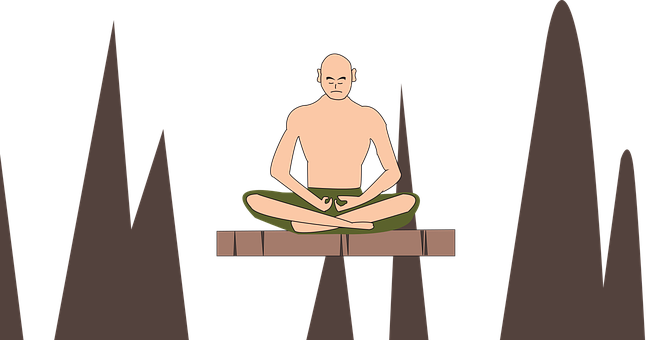 Meditating Monk Silhouette PNG with transparent background