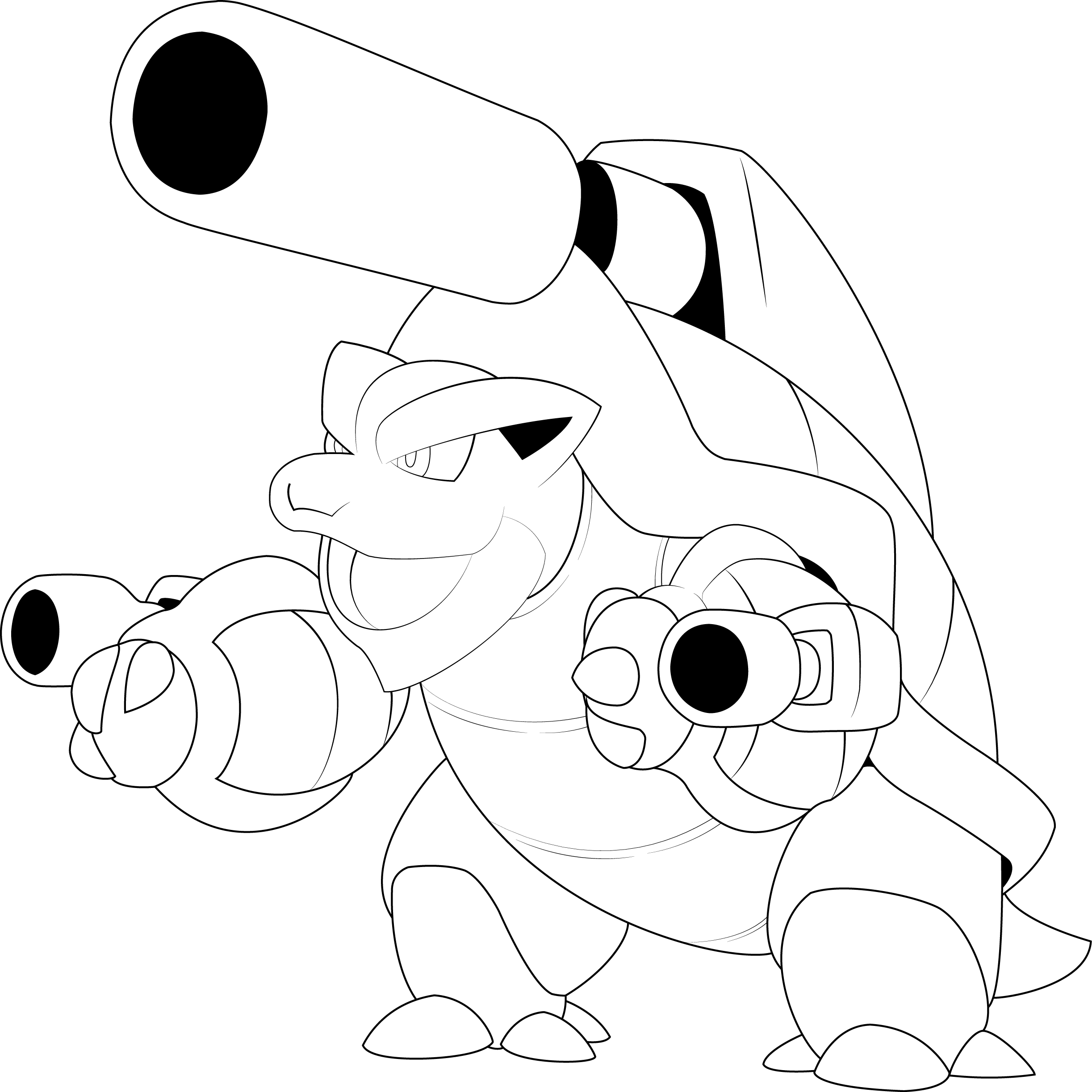 Mega Blastoise Lineart By Alcadeas1 Lineart Pokemon - Blastoise Black And White Png, Transparent Png PNG with transparent background